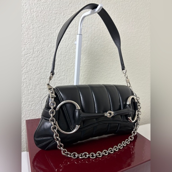 Gucci Black leather horsebit Quilted Leather Shoulder Bag small - Picture 3 of 12